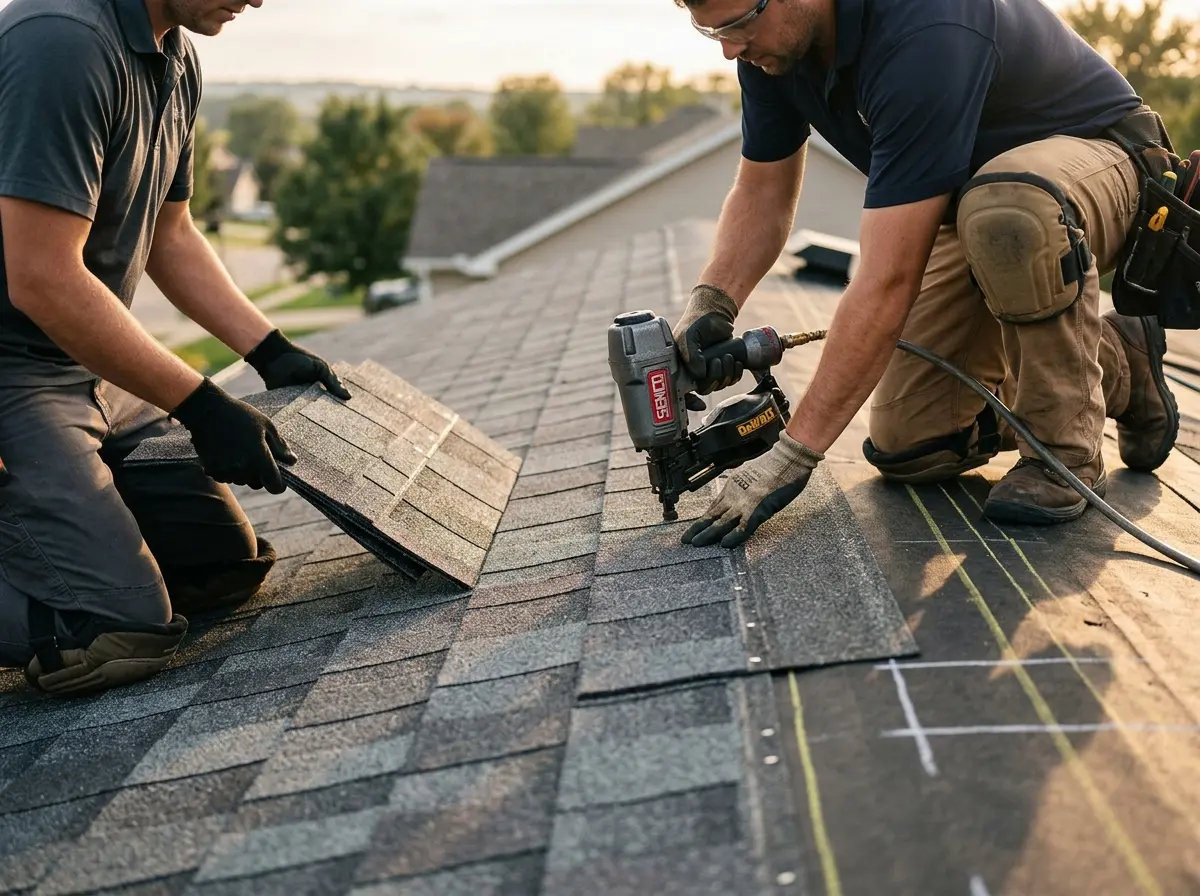 Professional roofer working on a residential roof in San Juan Capistrano